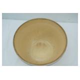 Vintage Yellowware Mixing Bowl w/Blue and White Stripes