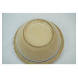 Vintage Yellowware Mixing Bowl w/Blue and White Stripes