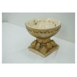 Ornate Polystone Decorative Bowl w/distressed gold finish. 7" diameter by 6.5" tall