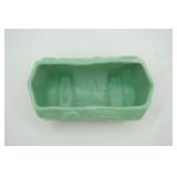 Vintage Green Satin Glaze Tree Log Pottery Planter. 7"x4"x3.5"