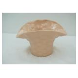 Vintage Rose-Colored Ceramic Cornucopia Vase. 9.75"x6.5x6"
