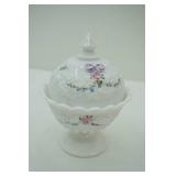 Vintage Westmoreland Milk Glass Lidded Pedestal Candy Dish 7" tall and 5.5"wide