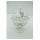 Vintage Westmoreland Milk Glass Lidded Pedestal Candy Dish 7" tall and 5.5"wide