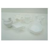 Collection of Milk Glass Pieces.