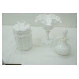 Vintage Fenton and Avon White Milk Glass, Hobnail and Cabbage Rose