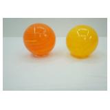 pair of large hand-blown art glass orbs
