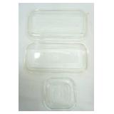 Vintage Fire-King Oven Ware Clear Glass Lids for Refrigerator Dishes