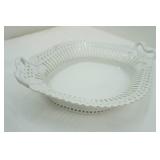 Vintage Consolidated Phoenix Glass Hummingbird and Trumpet Flower Pattern Vase, Kromex Lazy Susan for Serving Tray, Vintage KPM Berlin Porcelain Basket