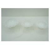 Vintage Anchor Hocking Old Colony "Open Lace" White Milk Glass Compotes