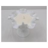 Vintage Fenton Milk Glass Compote Candle: Christmas Hearth