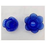 Vintage Cobalt Blue Vase, Vintage Blue Salad Dish