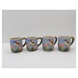 Set of 4 Pottery Bird Mugs