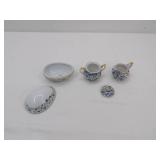 Limoges France Egg Shaped Trinket Box, Lefton Creamer and Sugar