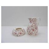 Vintage Nasco "Rose Garden" Pitcher and Candle Holder