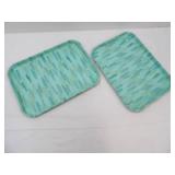 Teal and Green Rectangular Serving Trays. Like New