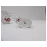 Vintage Japan Rose Pitcher, Lefton Sugar Container and Creamer