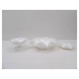Collection of Vintage Fenton Silver Crest Ruffled Milk Glass Bowls