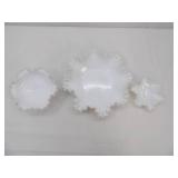 Collection of Vintage Fenton Silver Crest Ruffled Milk Glass Bowls