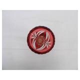 Vintage Bohemian Ruby Cut To Clear Glass Vase w/flared rim 6" tall