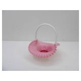 Fenton Cranberry Opalescent Hobnail Glass Basket
