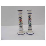 Hand Painted Candle sticks ,10" (2)
