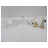 Fenton Glass Art Bear, Glass Apple w/Gold Stem and Leaf, Ceramic Seagull, Pair of Glass Doves, Satin Glass Butterfly on a Branch Figurine