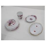Vintage Limoges France Trinket Dish, Cup, and small plates. Matching Set