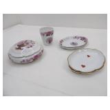 Vintage Limoges France Trinket Dish, Cup, and small plates. Matching Set