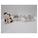 Vintage Ceramic Easter Rabbit with Flowers, Frieda Cow Creamer, Holstein Napkin Holder