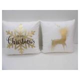 Decorative Throw Pillows. White with Gold Accents