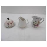 Vintage Mitterteich Bavaria Meissen Floral Creamer-Germany; White Ironstone Creamer Colonial White; Bombay and Co. Sugar