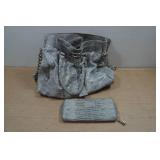 Michael Kors Faux Snakeskin Purse with Matching Wallet