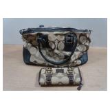 Coach Signature Brown Shoulder Bag with Wallet