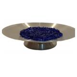 One Log Fire 18" Aluminum Tabletop Fire Pit with Blue Glass