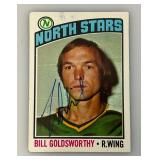 1976 Topps Autographed (Bill GOLDSWORTHY) NORTH STARS Trading Card (In Protective Sleeve)