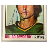 1976 Topps Autographed (Bill GOLDSWORTHY) NORTH STARS Trading Card (In Protective Sleeve)