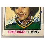 1976 Topps Autographed (ERNIE HICKE) NORTH STARS Trading Card (In Protective Sleeve)