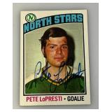 1976 Topps Autographed (PETE LoPRESTI) NORTH STARS Trading Card (In Protective Sleeve)