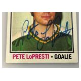 1976 Topps Autographed (PETE LoPRESTI) NORTH STARS Trading Card (In Protective Sleeve)