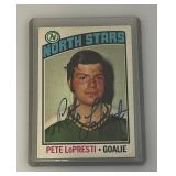 1976 Topps Autographed (PETE LoPRESTI) NORTH STARS Trading Card (In Protective Sleeve)