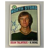 1976 Topps Autographed (DEAN TALAFOUS) NORTH STARS Trading Card (In Protective Sleeve)