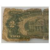 1928 D 2 Dollar Jefferson Red Note (In Protective Sleeve) Rough Condition