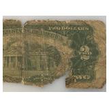 1928 D 2 Dollar Jefferson Red Note (In Protective Sleeve) Rough Condition