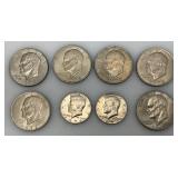 Misc. Eisenhower One Dollar Coins And Kennedy Half Dollars