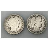 1902 & 1908 Barber Silver Quarters