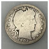 1902 & 1908 Barber Silver Quarters