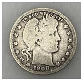 1902 & 1908 Barber Silver Quarters