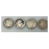 1889, 1892, 1901 & 1903 Antique Barber Liberty V Nickels