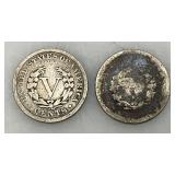 1889, 1892, 1901 & 1903 Antique Barber Liberty V Nickels