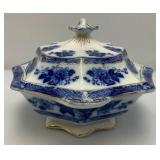 Vintage THOMAS RATHBONE Flow Blue Tureen And Gravel Boat  Japan